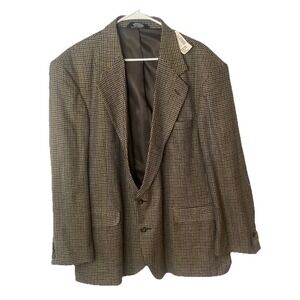 NET Men's Haggar Clothing Co Blazer Sport Coat brown and tan houndstooth 48 REG